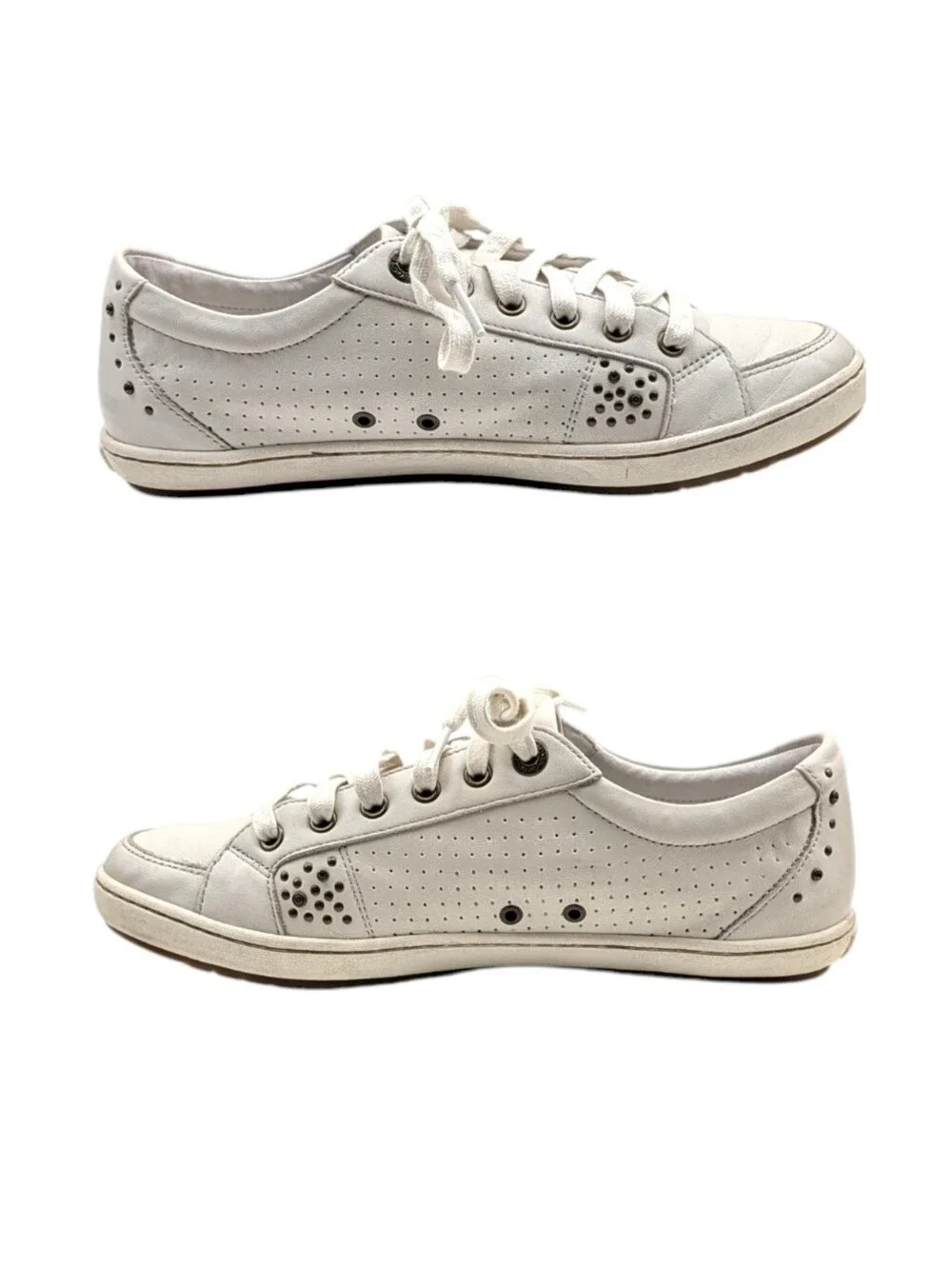 Taos Freedom Bone/Off White Leather Comfort Sneakers US 9.5 EU 40 S4246